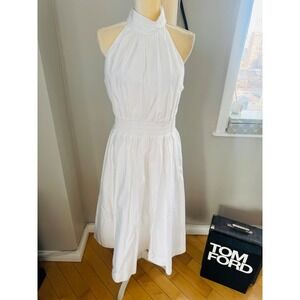 Veronica Beard Kinny Smocked Cotton Blend Mini Dress, White, Size‎ 10, NWT